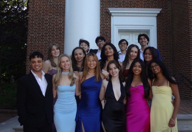 Brothers dressed up on the chapel steps